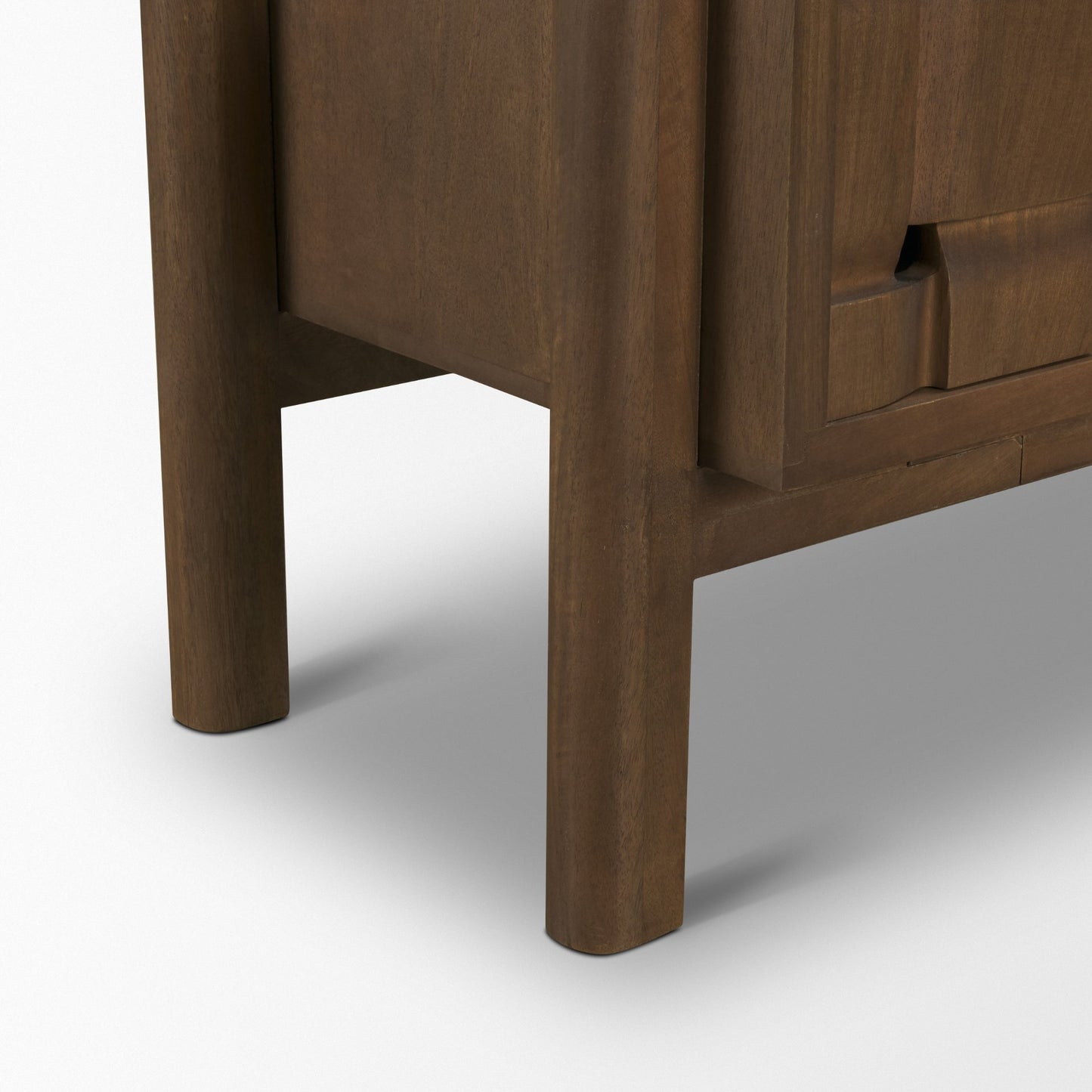 Trellyn Dark Brown Solid Wood 4‑Door Carved Sideboard