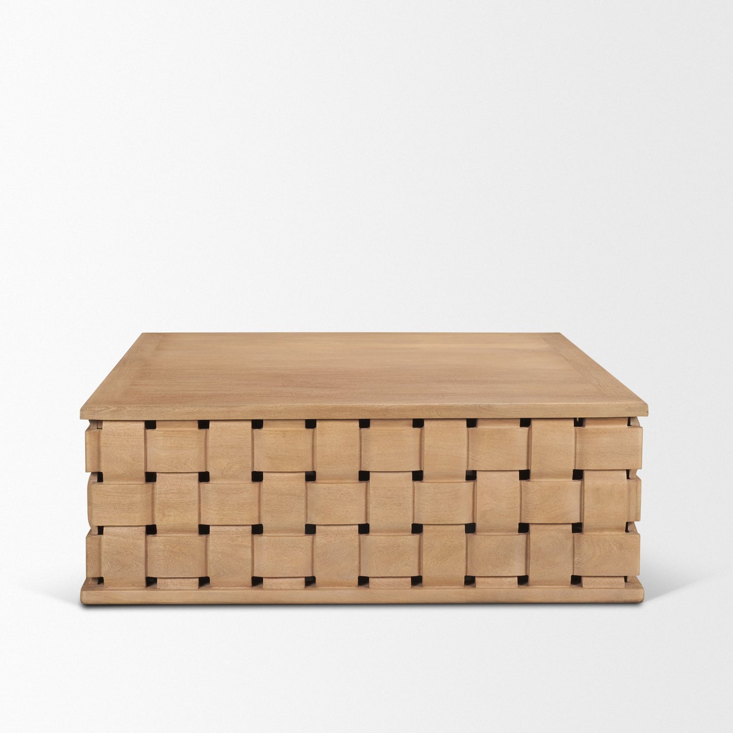 Trellyn 48" Light Brown Wood Carved Base Square Coffee Table