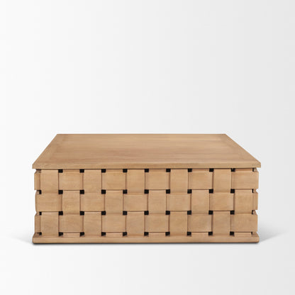 Trellyn 48" Light Brown Wood Carved Base Square Coffee Table