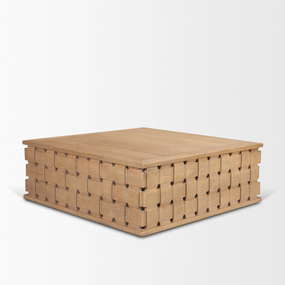 Trellyn 48" Light Brown Wood Carved Base Square Coffee Table