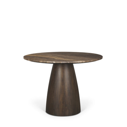 Allyson 42 Inch Round Cappuccino Marble Pedestal Dining Table