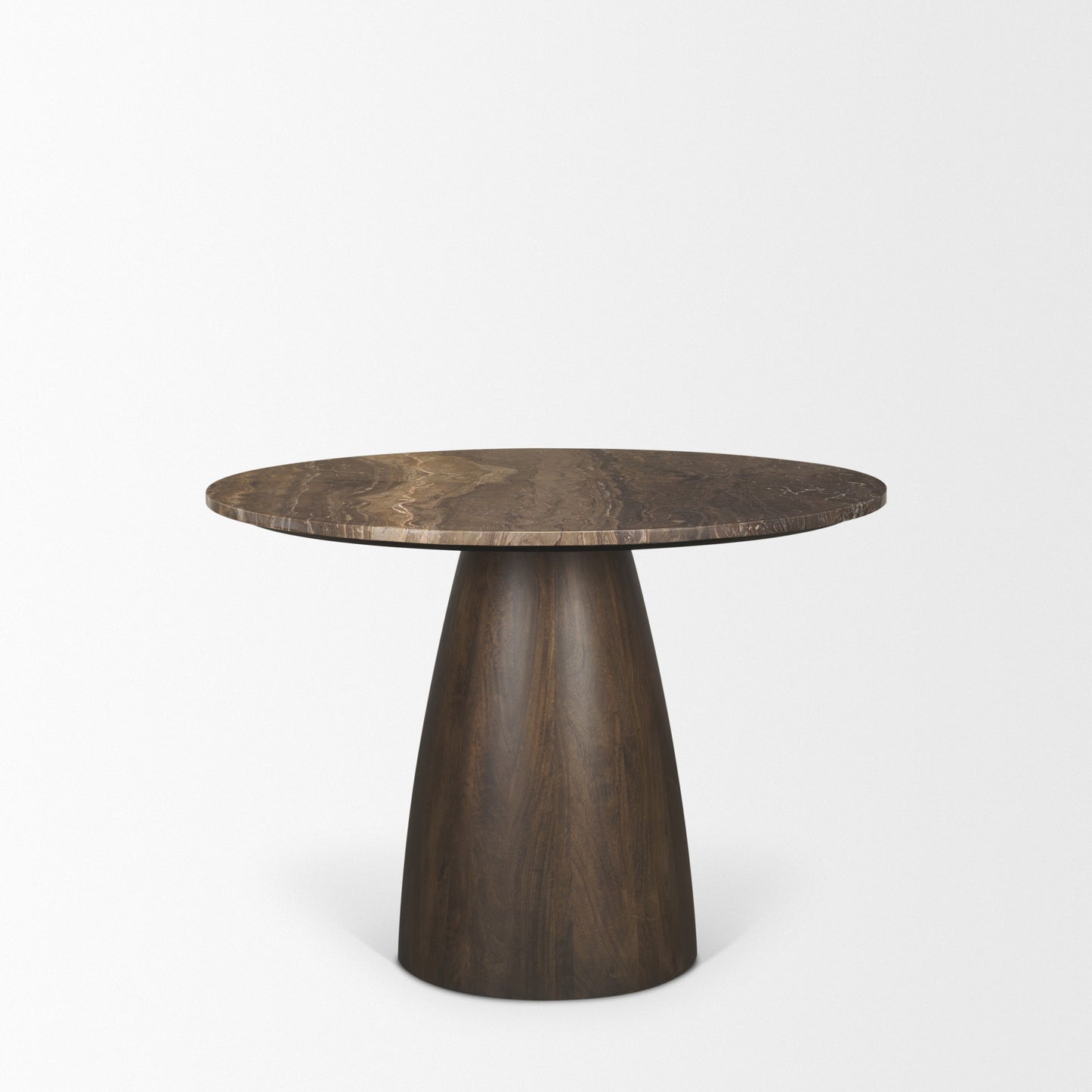Allyson 42 Inch Round Cappuccino Marble Pedestal Dining Table