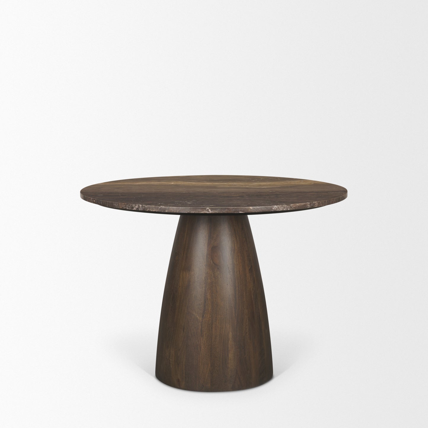 Allyson 42 Inch Round Cappuccino Marble Pedestal Dining Table