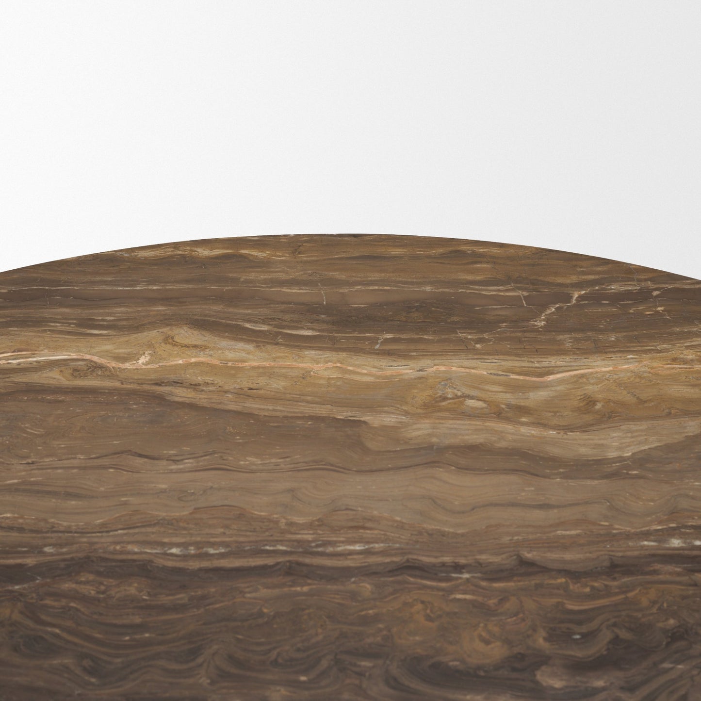 Allyson 42 Inch Round Cappuccino Marble Pedestal Dining Table