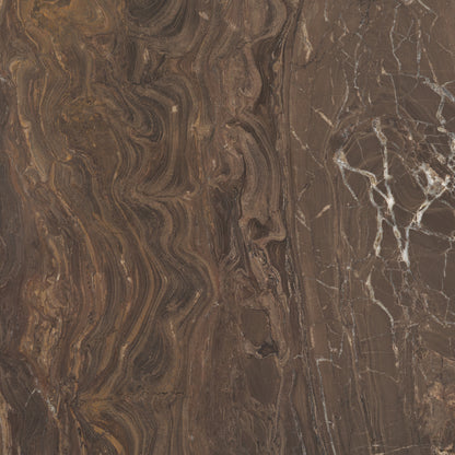 Allyson 42 Inch Round Cappuccino Marble Pedestal Dining Table