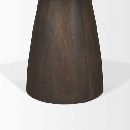 Allyson 54 Inch Round Dark Brown Pedestal Dining Table with Cappuccino Marble Top