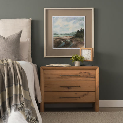 Belford 3‑Drawer Light Brown Oak Wood Nightstand