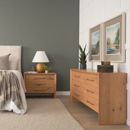 Belford 3‑Drawer Light Brown Oak Wood Nightstand