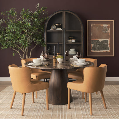 Nolan Full‑Leather Curved Back Dining Chair Set of 2
