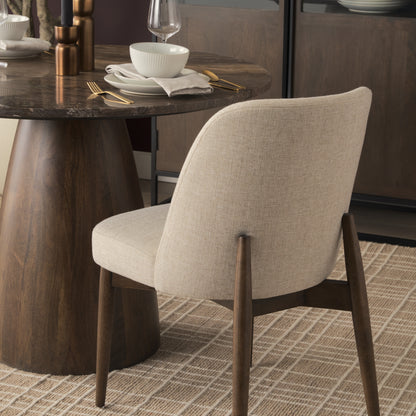 Allyson 42 Inch Round Cappuccino Marble Pedestal Dining Table