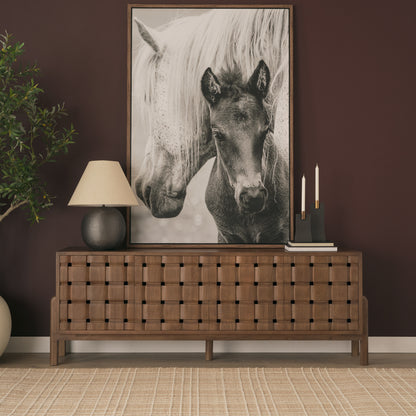 Trellyn Dark Brown Solid Wood 4‑Door Carved Sideboard