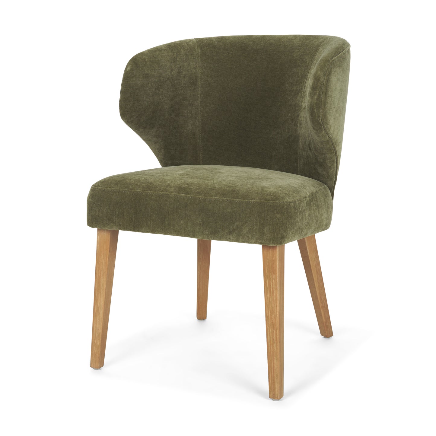 Niles Moss Olive Fabric Wingback Dining Chair