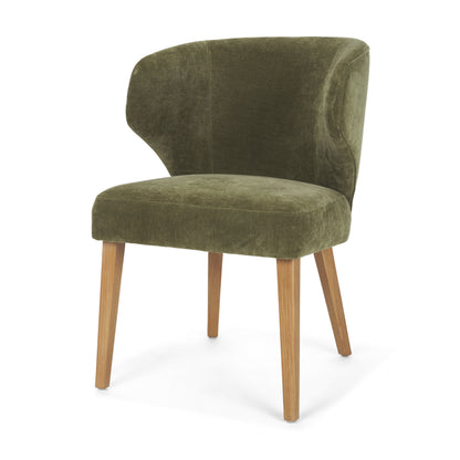Niles Moss Olive Fabric Wingback Dining Chair