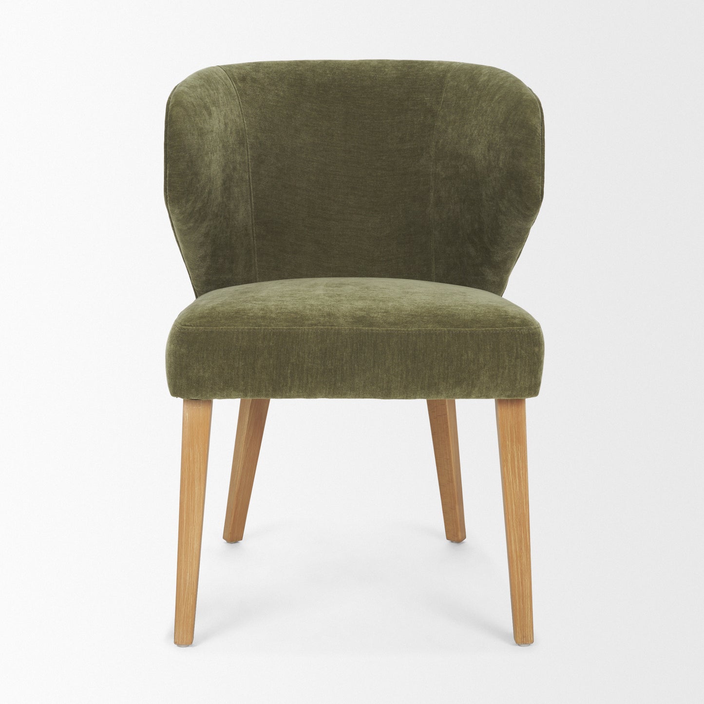 Niles Moss Olive Fabric Wingback Dining Chair