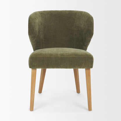 Niles Moss Olive Fabric Wingback Dining Chair