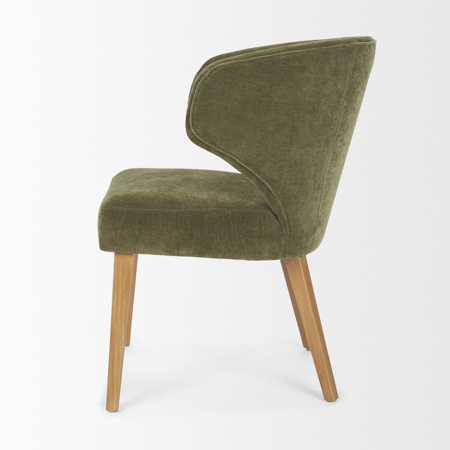 Niles Moss Olive Fabric Wingback Dining Chair