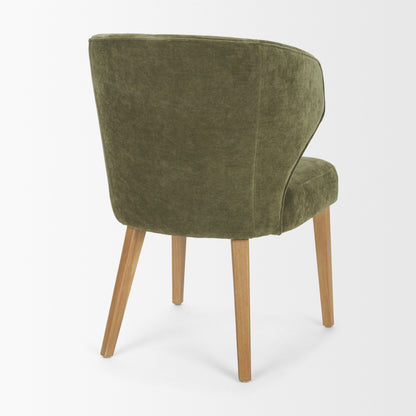Niles Moss Olive Fabric Wingback Dining Chair