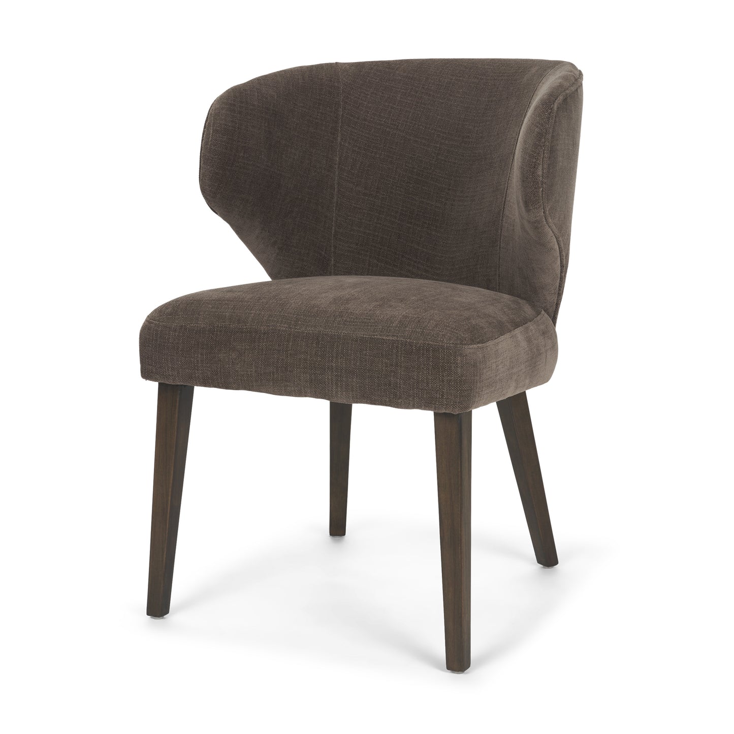 Niles Brown Upholstered Dining Chair with Dark Wood Legs