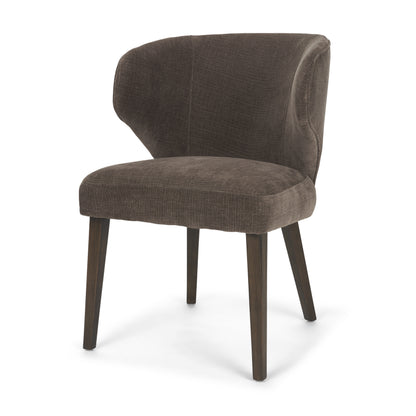 Niles Brown Upholstered Dining Chair with Dark Wood Legs