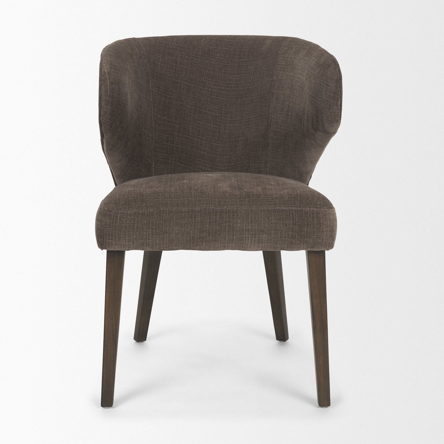 Niles Brown Upholstered Dining Chair with Dark Wood Legs