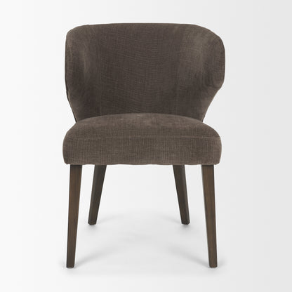 Niles Brown Upholstered Dining Chair with Dark Wood Legs