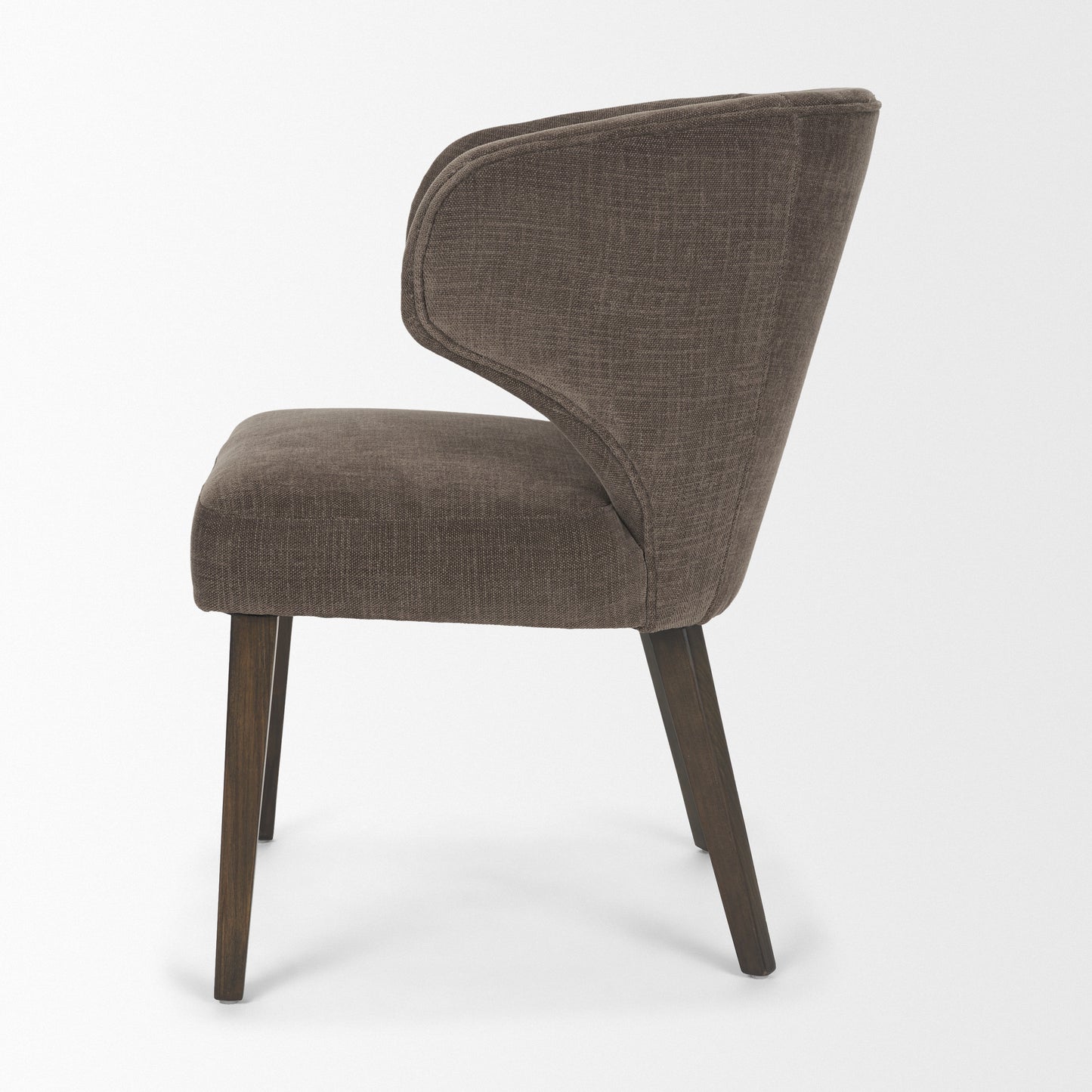 Niles Brown Upholstered Dining Chair with Dark Wood Legs