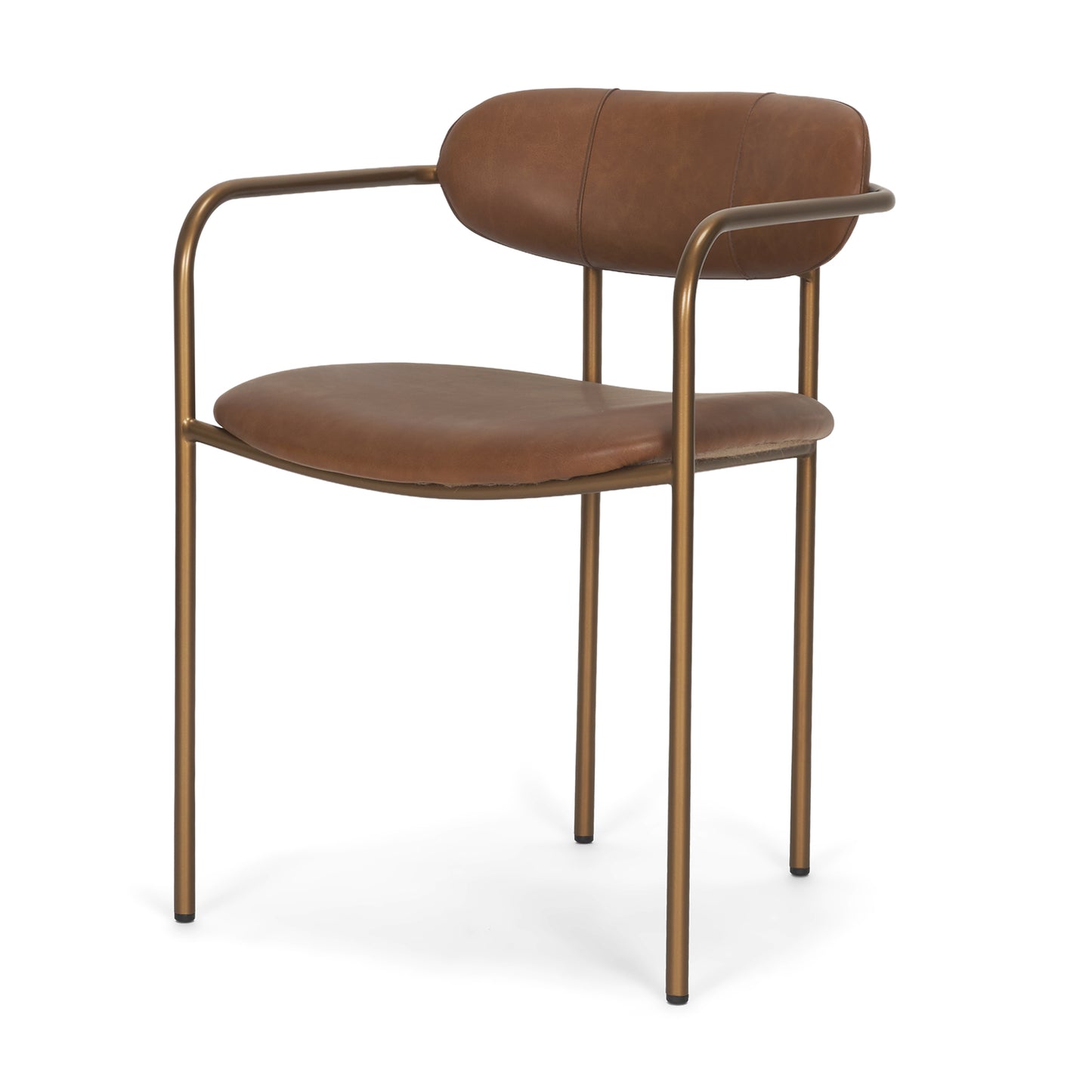 Parker Brown Leather Gold Frame Dining Chair Set of 2