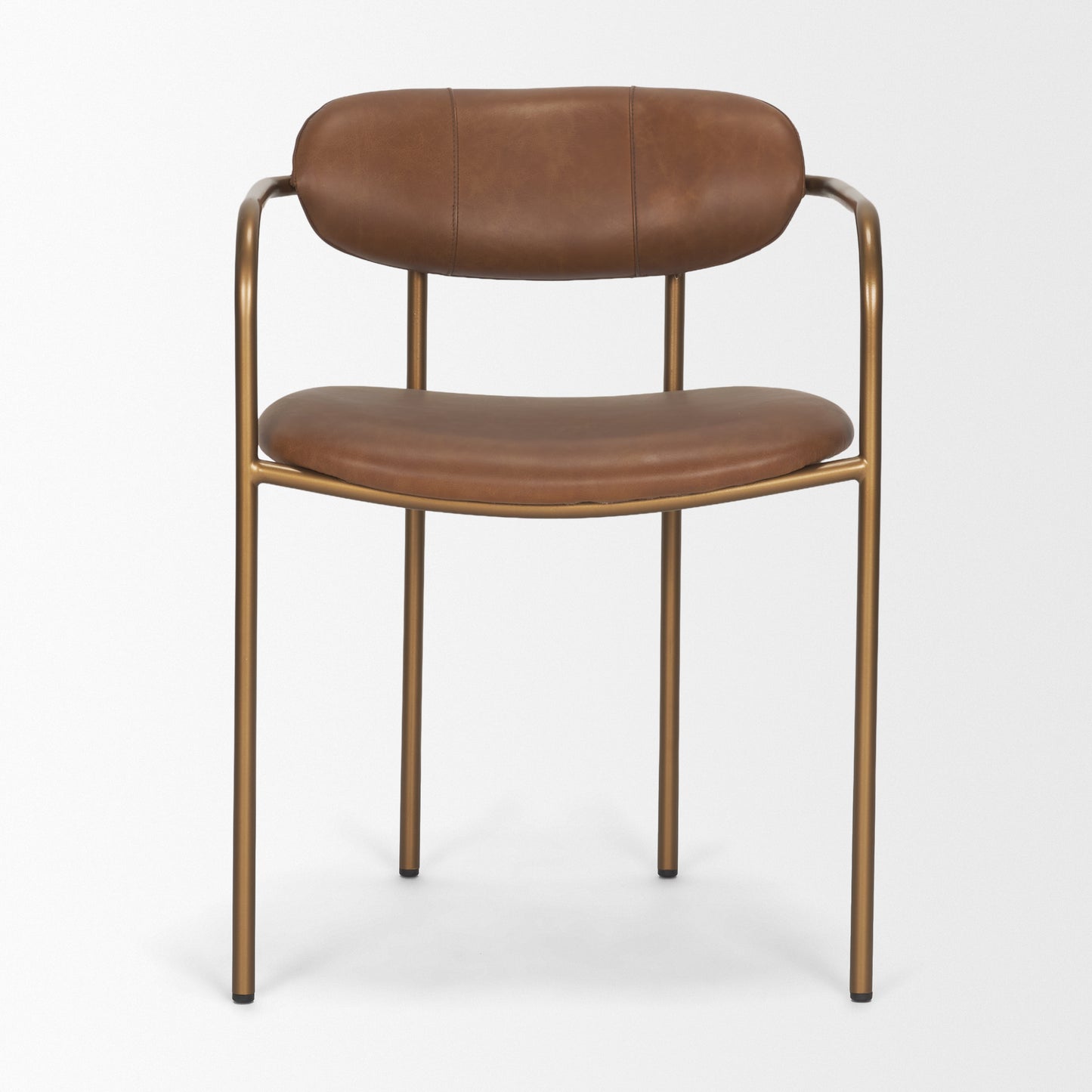 Parker Brown Leather Gold Frame Dining Chair Set of 2