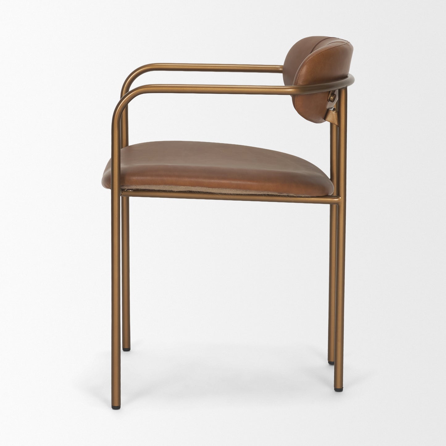Parker Brown Leather Gold Frame Dining Chair Set of 2