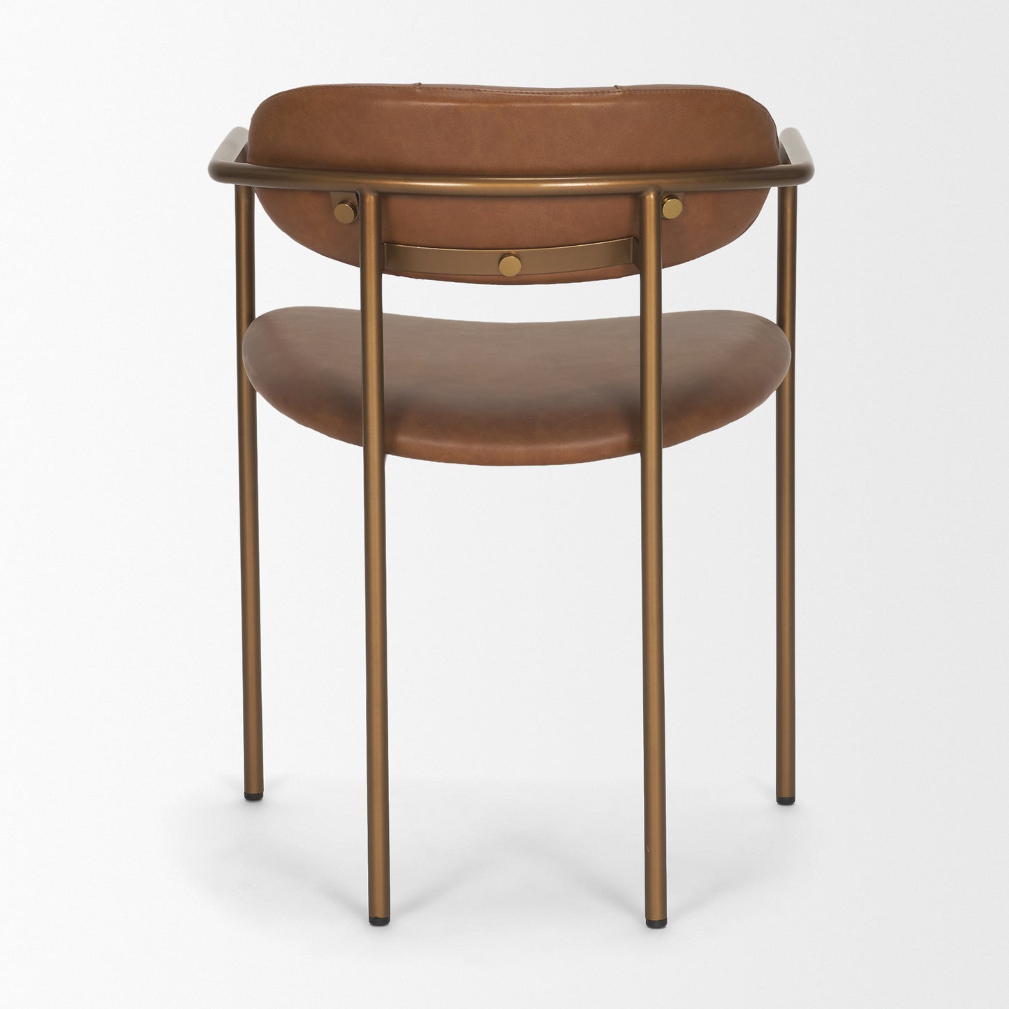 Parker Brown Leather Gold Frame Dining Chair Set of 2