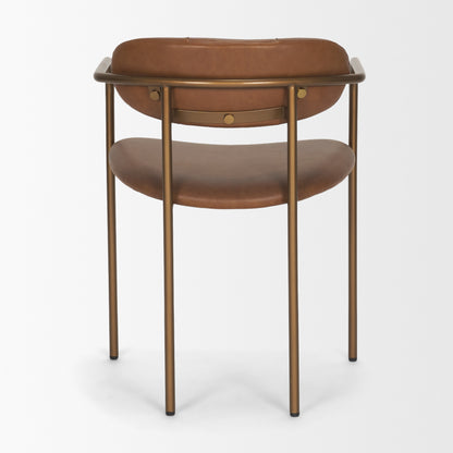 Parker Brown Leather Gold Frame Dining Chair Set of 2