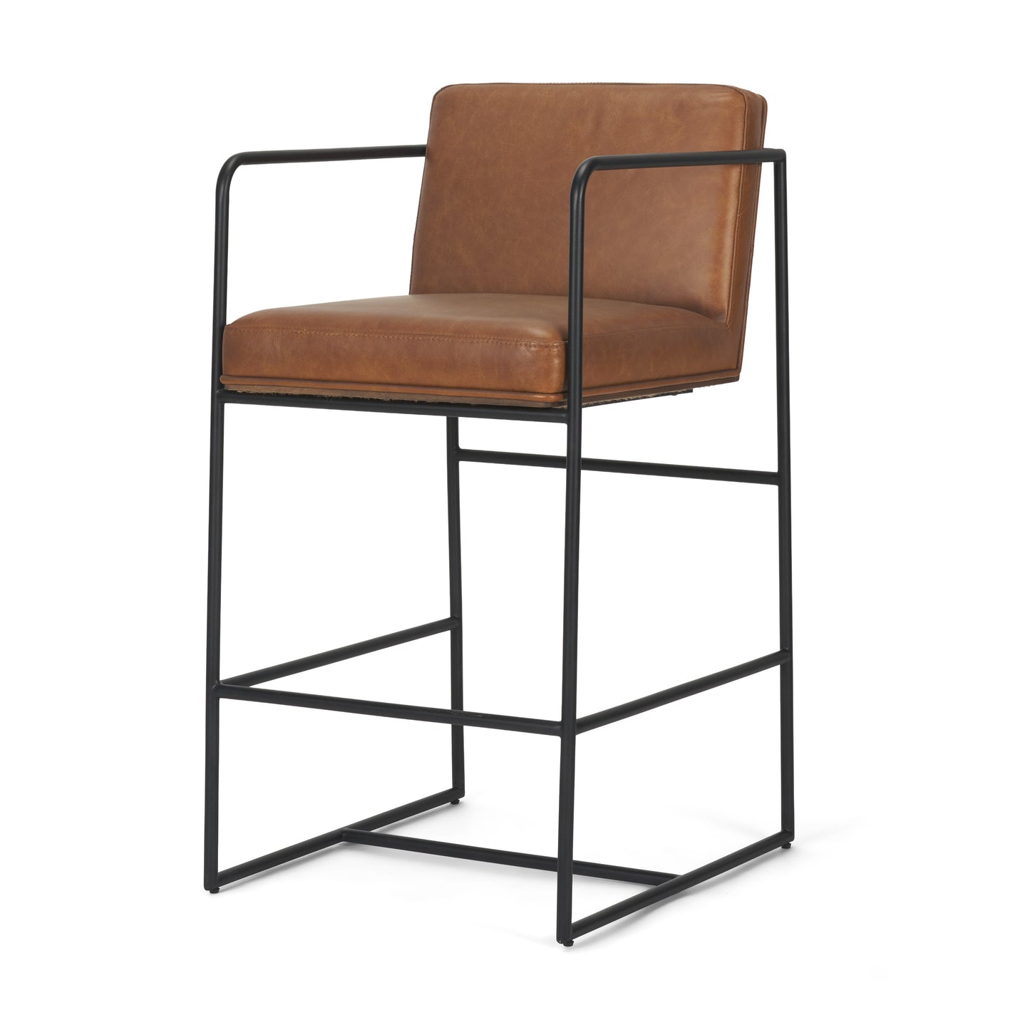 Stamford Brown Leather Seat Wood Back Counter Stool