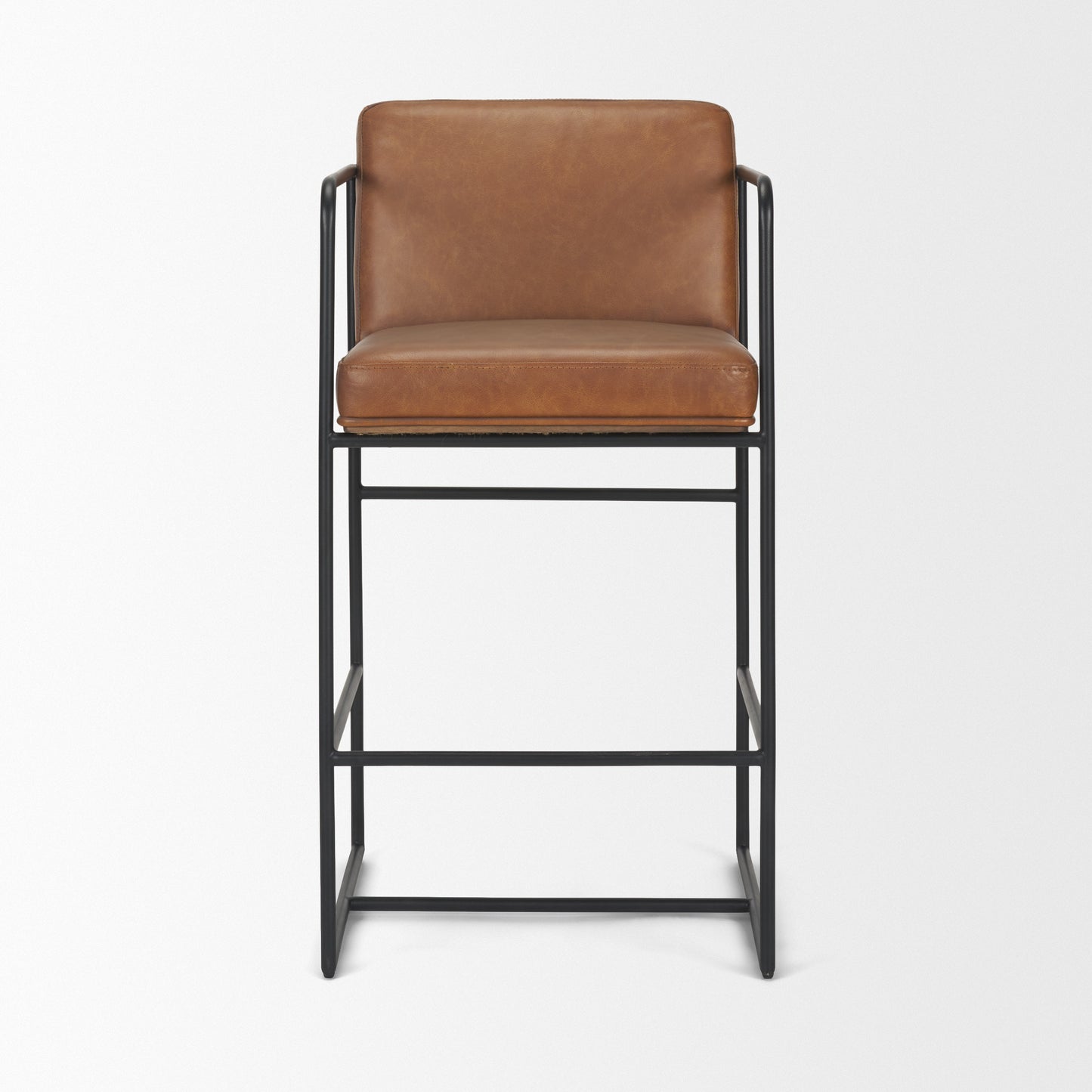 Stamford Brown Leather Seat Wood Back Counter Stool