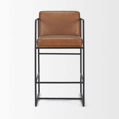 Stamford Brown Leather Seat Wood Back Counter Stool
