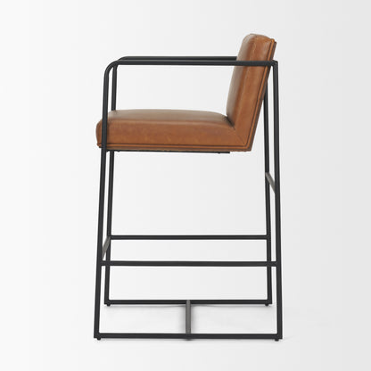 Stamford Brown Leather Seat Wood Back Counter Stool