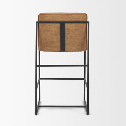 Stamford Brown Leather Seat Wood Back Counter Stool