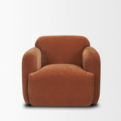 Saga Textured Brown Plush Fabric Upholstered Chair