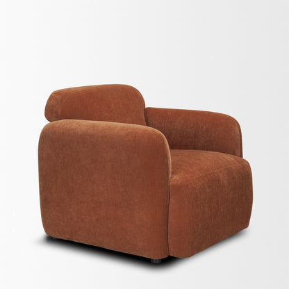 Saga Textured Brown Plush Fabric Upholstered Chair