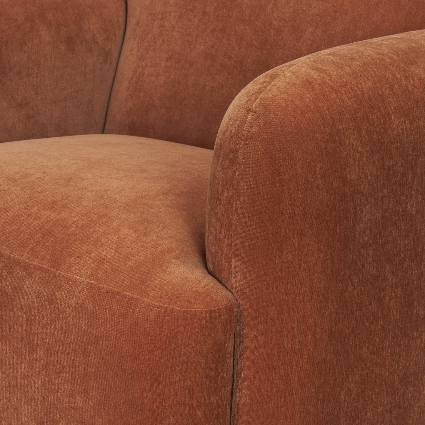 Saga Textured Brown Plush Fabric Upholstered Chair