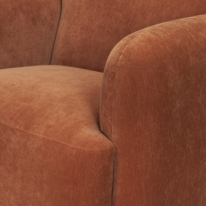 Saga Textured Brown Plush Fabric Upholstered Chair