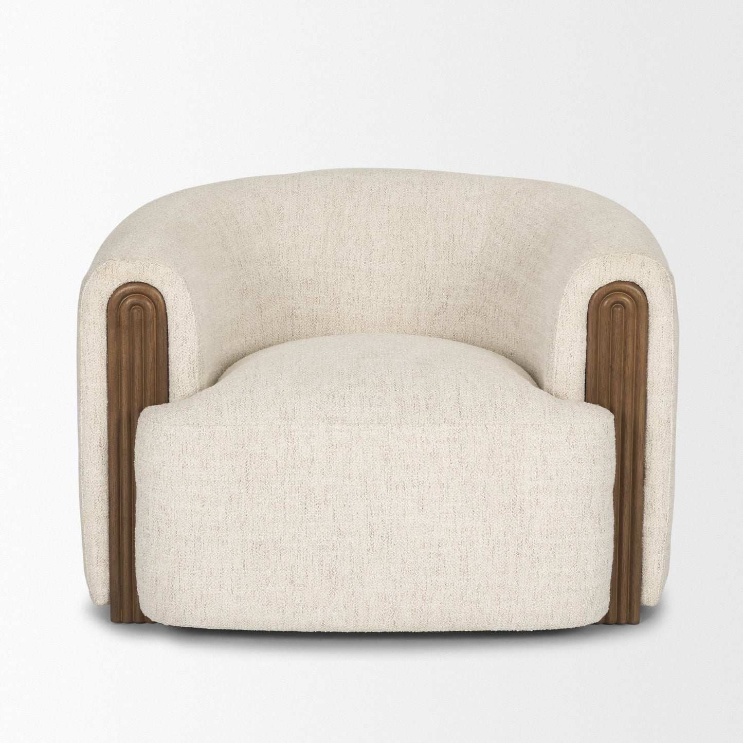 Kornelia Soft Oatmeal Fabric Barrel Accent Chair