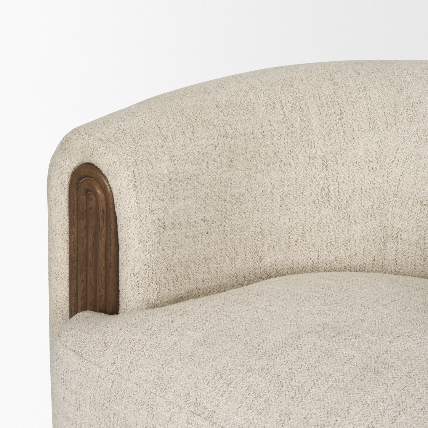 Kornelia Soft Oatmeal Fabric Barrel Accent Chair
