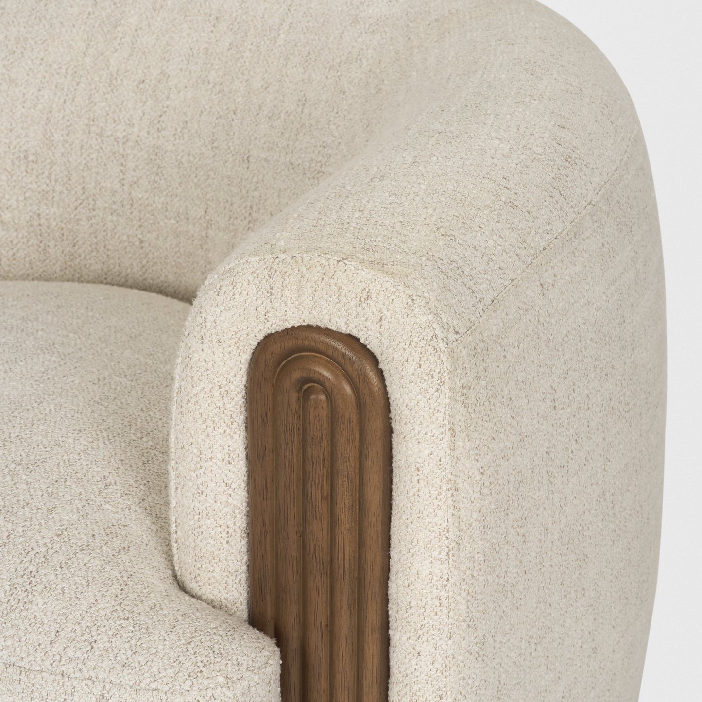 Kornelia Soft Oatmeal Fabric Barrel Accent Chair