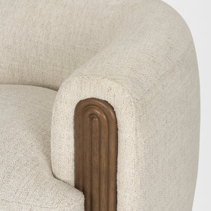 Kornelia Soft Oatmeal Fabric Barrel Accent Chair