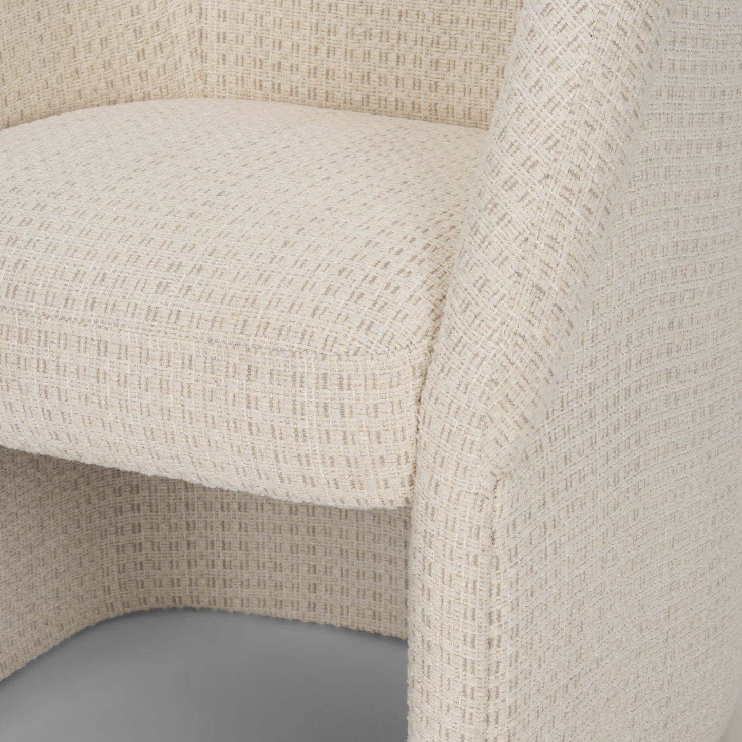 Curtis Cream Fabric Dining Armchair with Half‑Moon Base