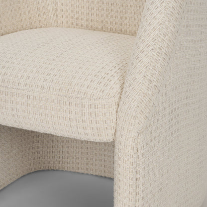 Curtis Cream Fabric Dining Armchair with Half‑Moon Base