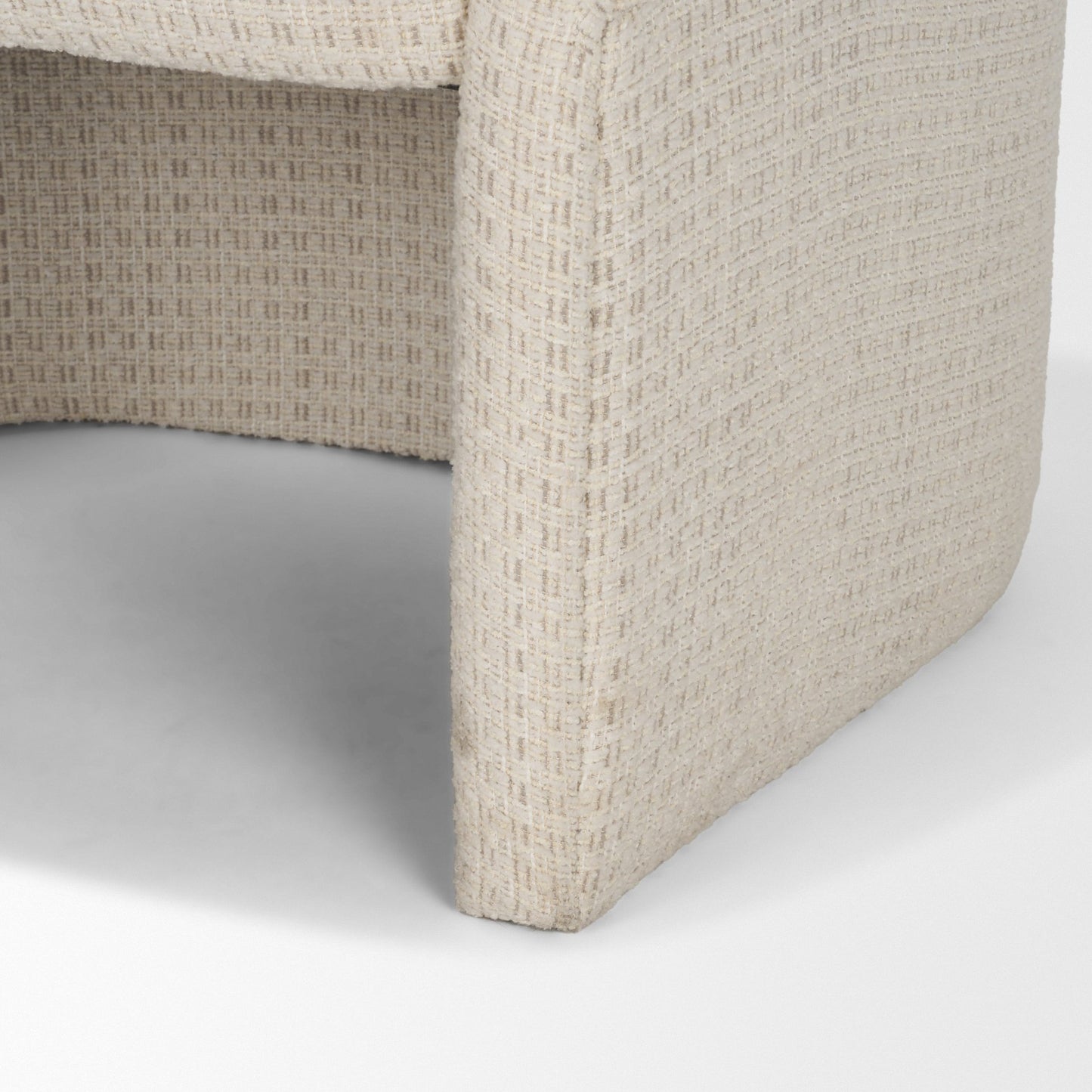 Curtis Cream Fabric Dining Armchair with Half‑Moon Base