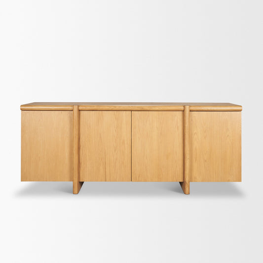 Rowan Light Brown Oak Wood 4‑Door Sideboard