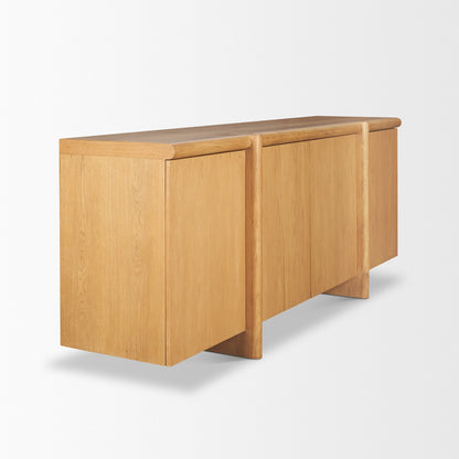 Rowan Light Brown Oak Wood 4‑Door Sideboard