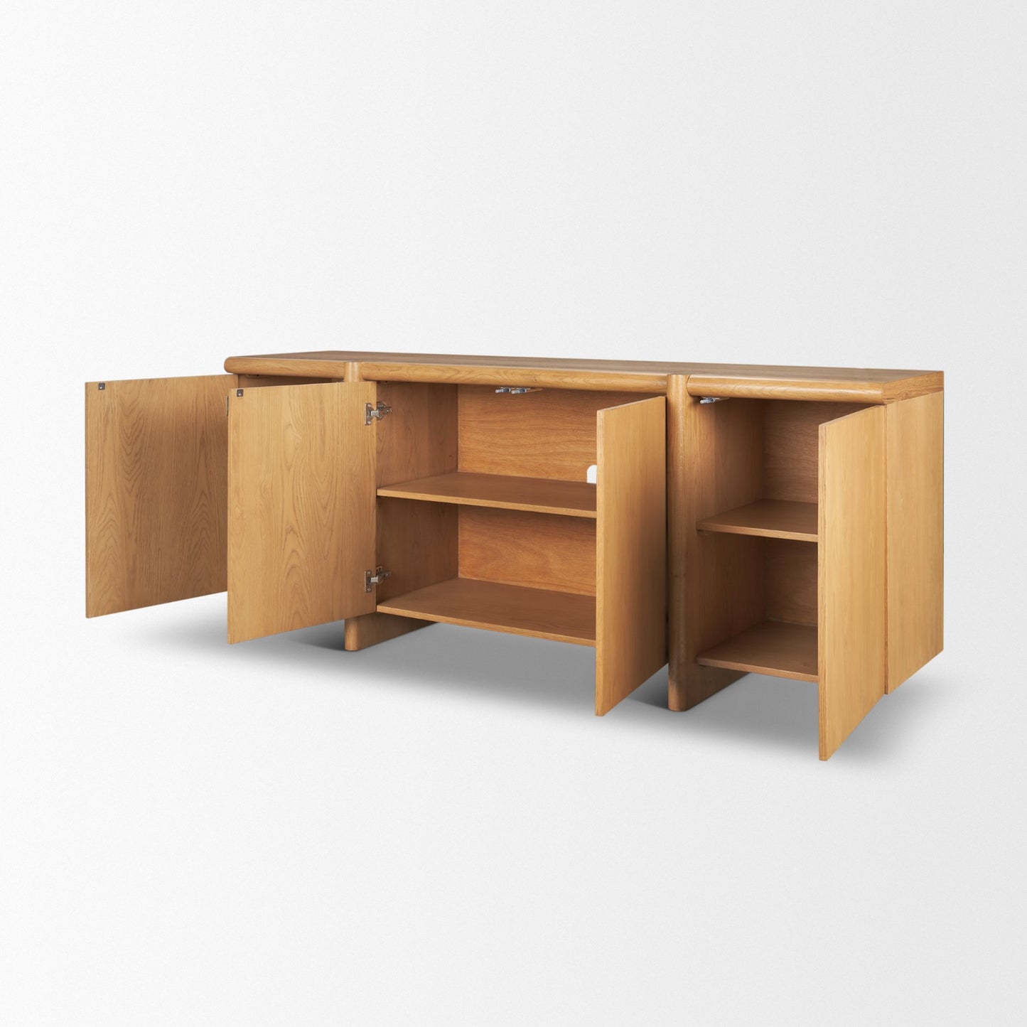 Rowan Light Brown Oak Wood 4‑Door Sideboard